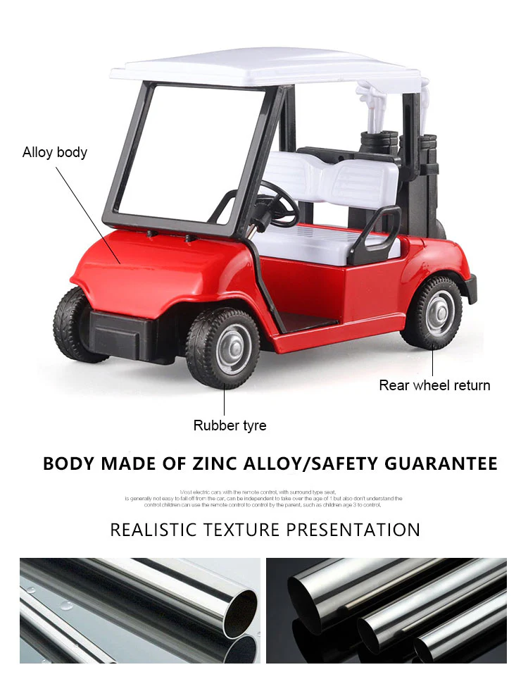 1:20 Mini Alloy Golf Cart Model with Club, Pull-Back - Image 4