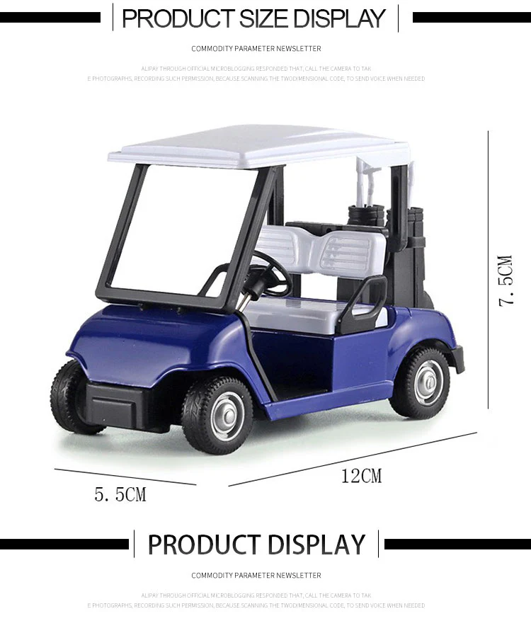 1:20 Mini Alloy Golf Cart Model with Club, Pull-Back - Image 5
