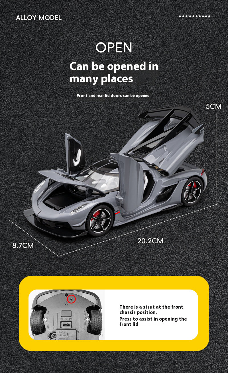 1:22 Scale Jesko Super Car Model Toys Metal Diecast Light Music Pull Back Sports Cars Models - Image 7
