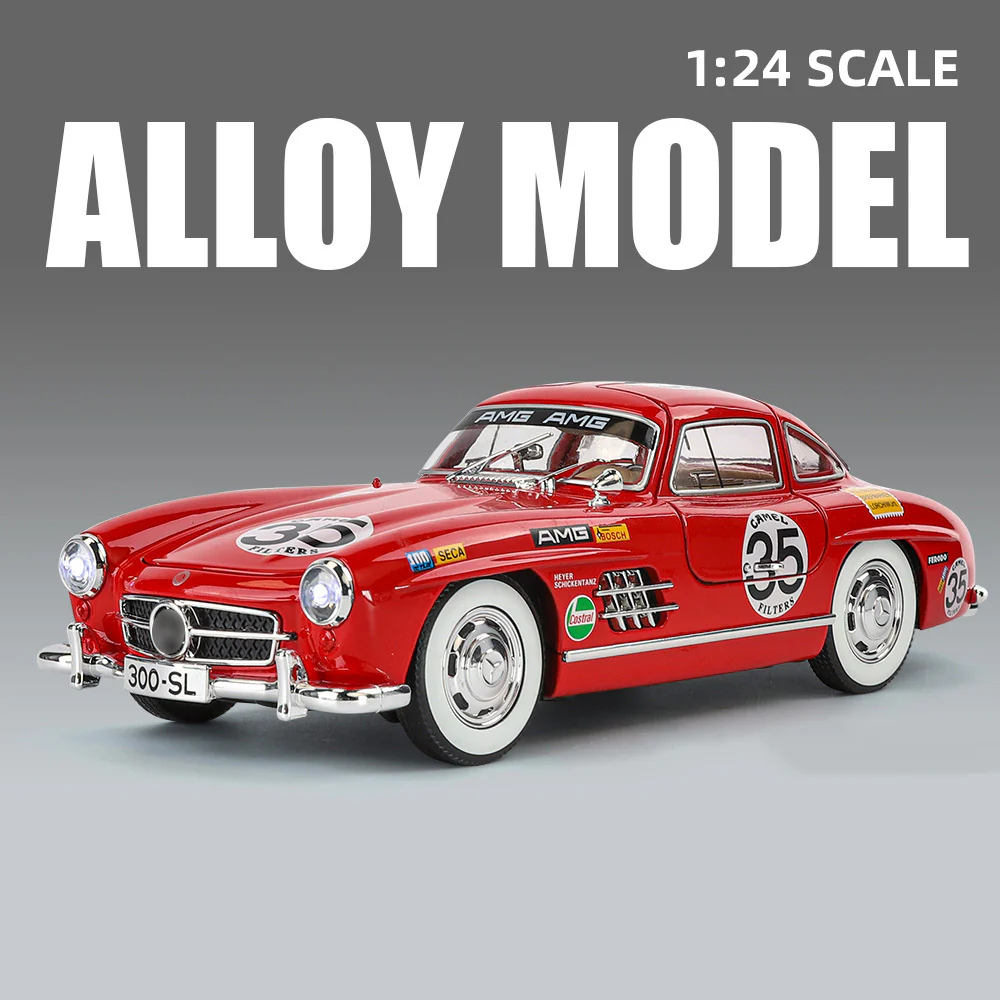1:24 300SL 35# Vintage Classic Alloy Car Model Diecasts Toy With Sound and Light - Image 2