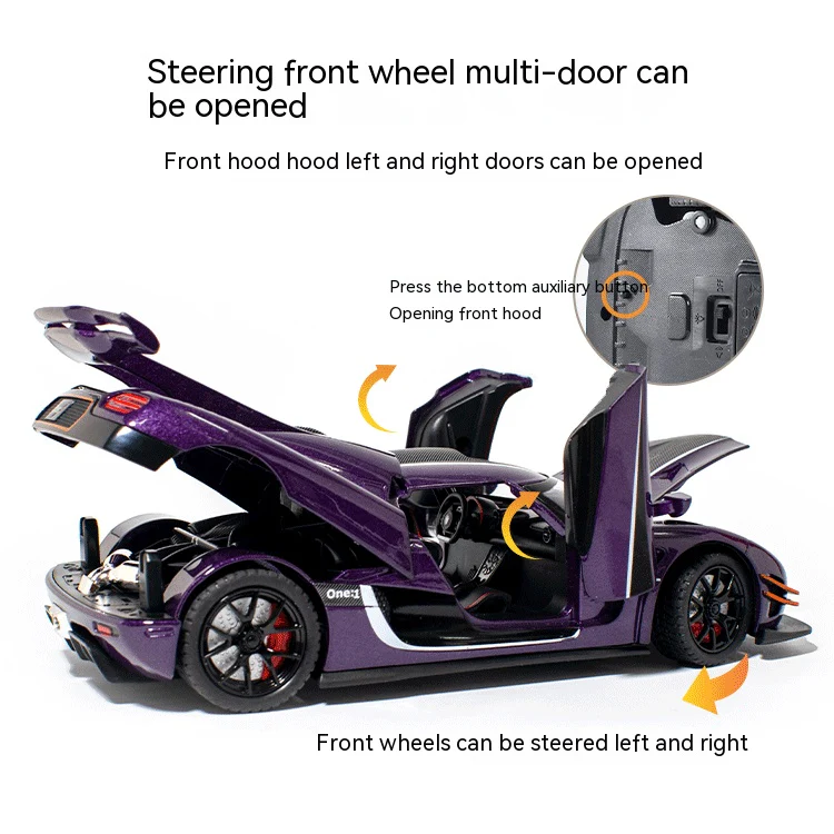 1:24 Alloy Super Muscle Car Model with Sound-Light - Image 7