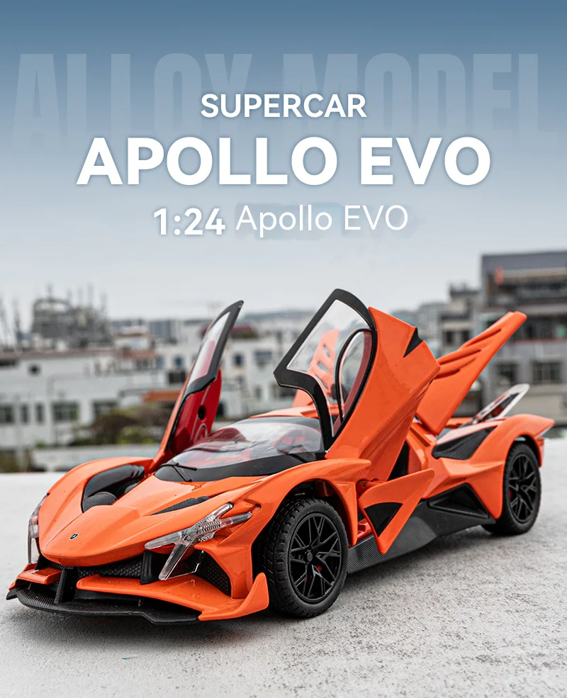 1:24 Apollo EVO IE Car Model Toy Pull Back Alloy Diecast Doors Opened Sound Light Miniature Vehicle Models - Image 5