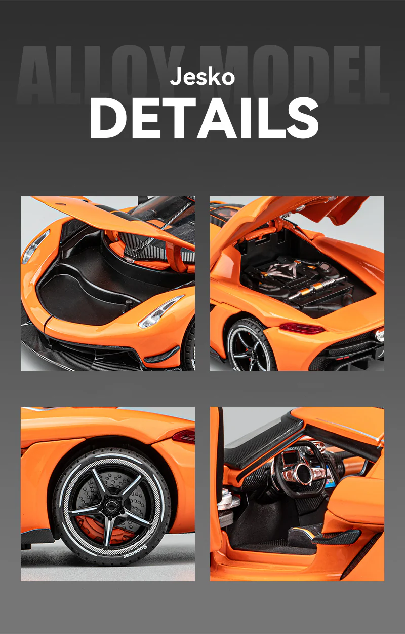 1:24 Jesko Supercar Diecast Model Alloy Metal Car Classic Collections Hobbies Sentiments High Simulation Decorations - Image 7