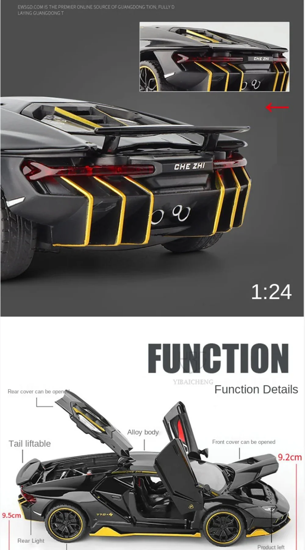 1:24 Lamborghini LP770-4 Alloy Muscular Sports Car - Image 4