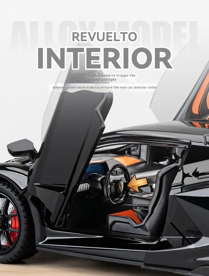 1:24 Lamborghini Revuelto Racing Car Alloy Metal Model - Image 10