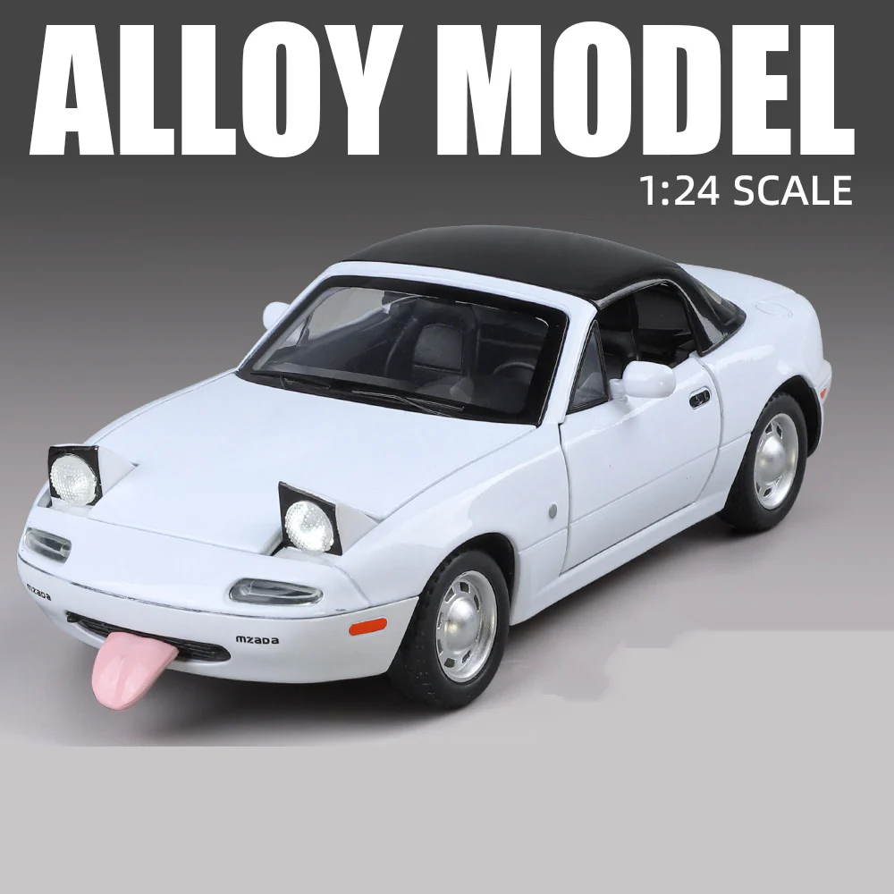 1:24 MAZDA MX-5 Alloy Sports Car Model Diecast Metal Race Car Vechiles Model Sound and Light