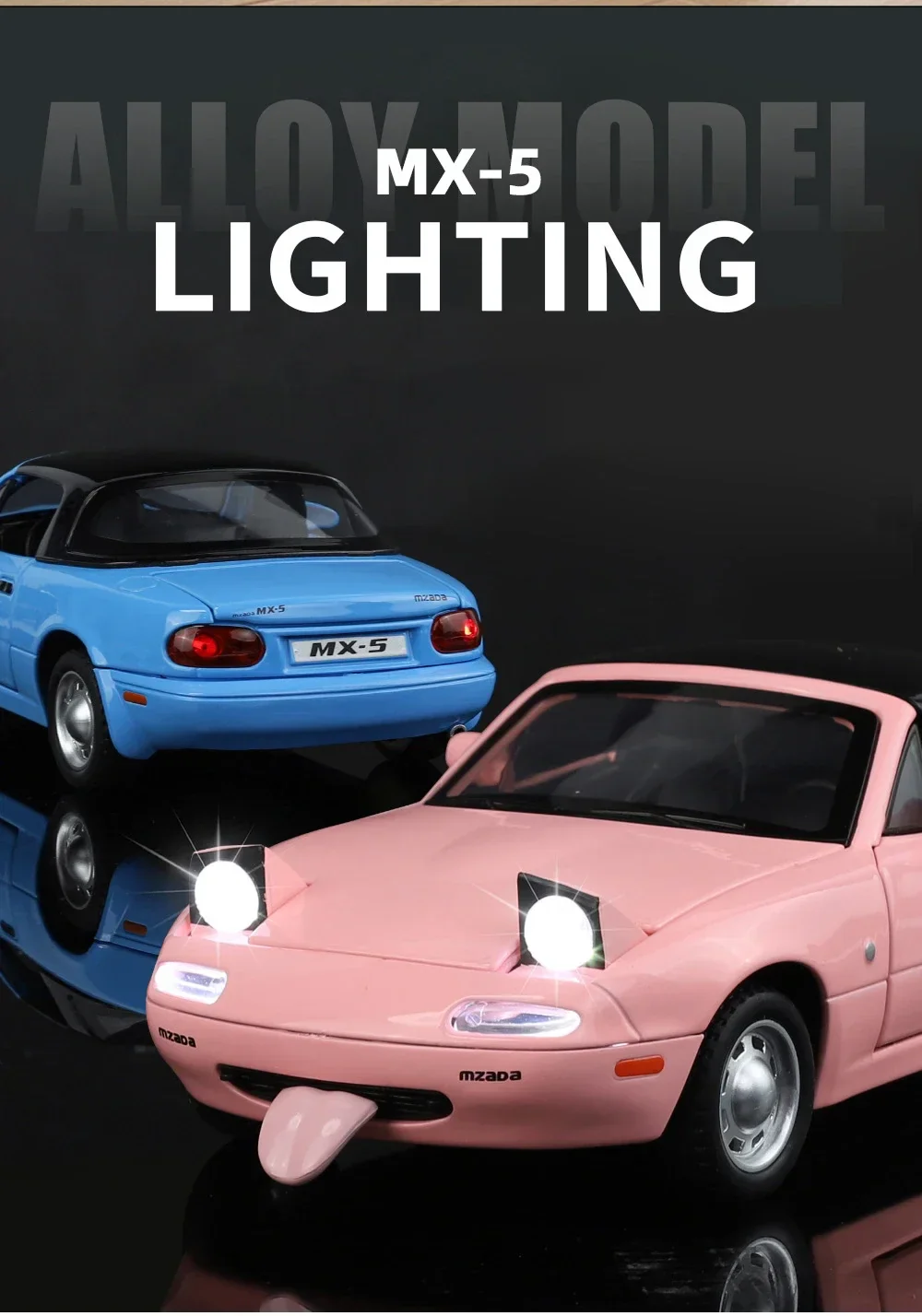 1:24 MAZDA MX-5 Alloy Sports Car Model Diecast Metal Race Car Vechiles Model Sound and Light - Image 4