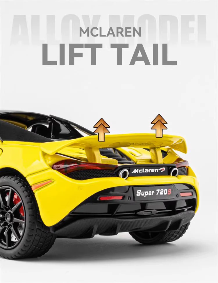 1:24 McLaren 720s Super Sportcar Alloy Model with Sound & Light, Miniature Presents - Image 10