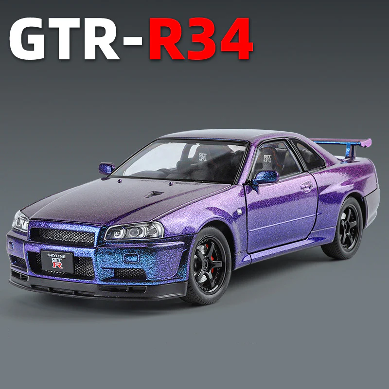 1:24 Nissan Skyline Ares GTR R34 Alloy Sports Car Model Diecasts Metal Racing Car Vehicles Model Sound and Light - Image 3