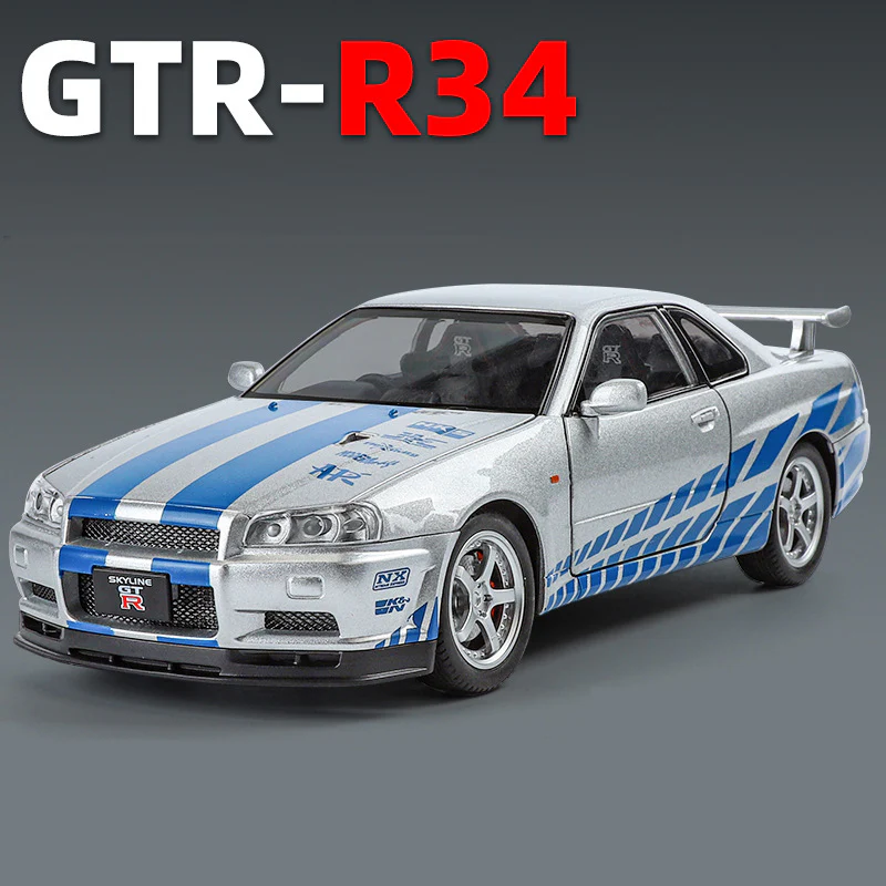 1:24 Nissan Skyline Ares GTR R34 Alloy Sports Car Model Diecasts Metal Racing Car Vehicles Model Sound and Light - Image 4