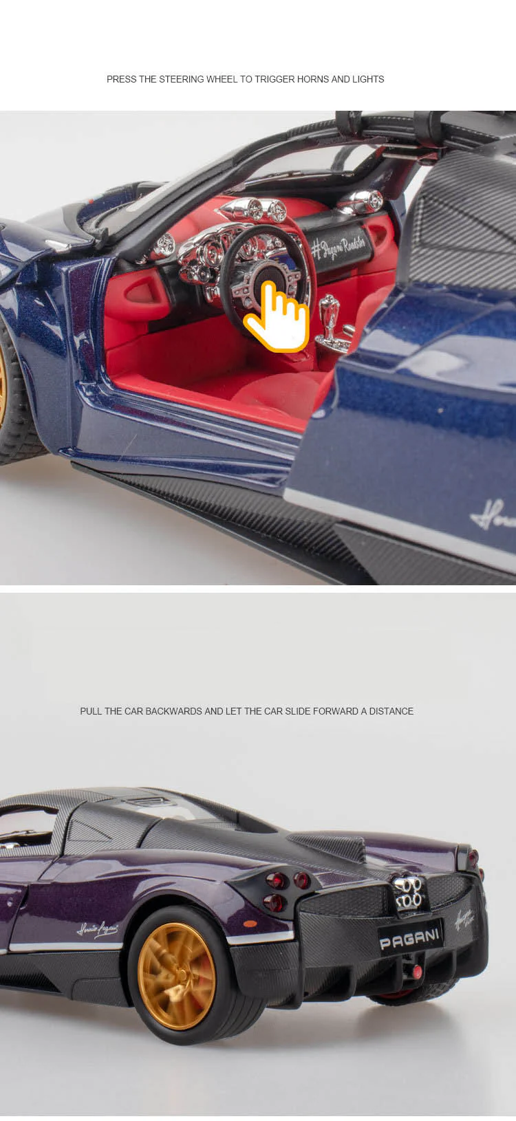 1:24 Pagani Huayra Alloy Model with Sound-Light - Image 9