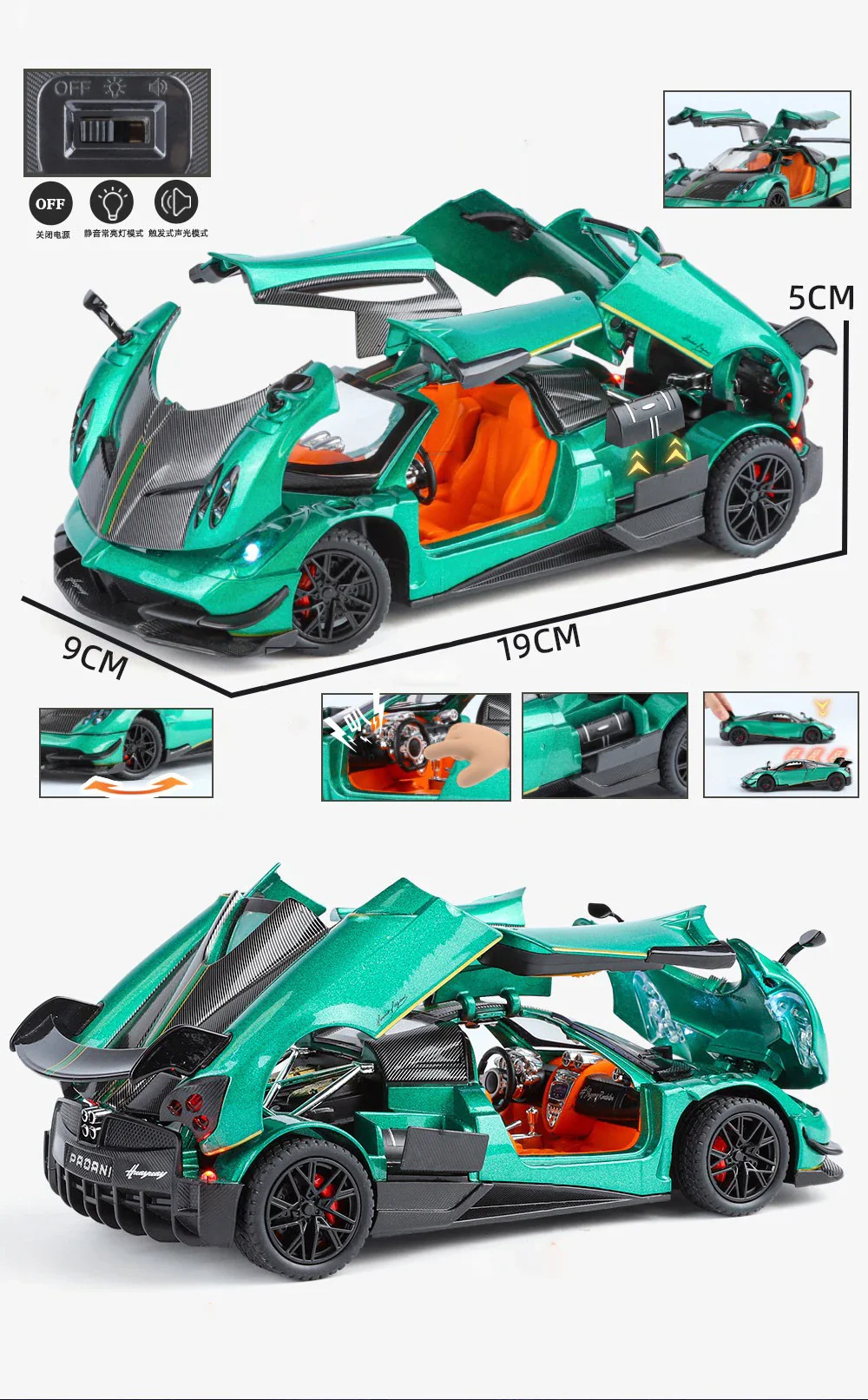 1:24 Pagani Huayra BC Alloy Sports Model Diecast Metal Racing Car Vehicles Model - Image 4