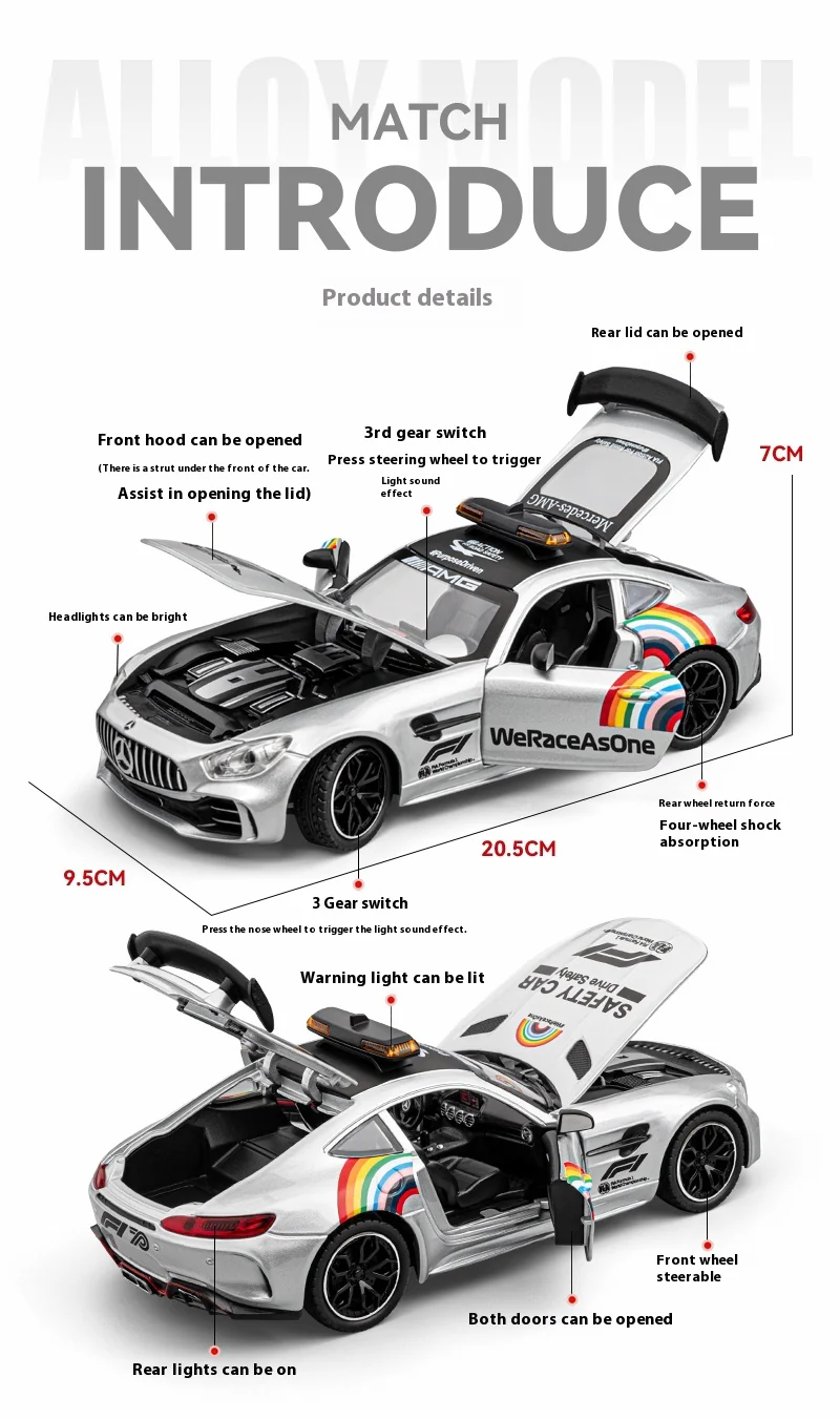 1: 24 Scale AMG safety car F1 Race Replica with Sound Ligh - Image 3