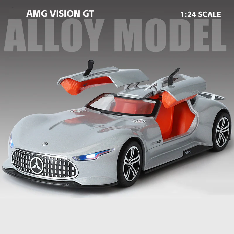 1:24 VISION GT Cars Model Toy Diecast Alloy Sports Car Doors Opened Sound Light Pull Back Rubber Tire - Image 2