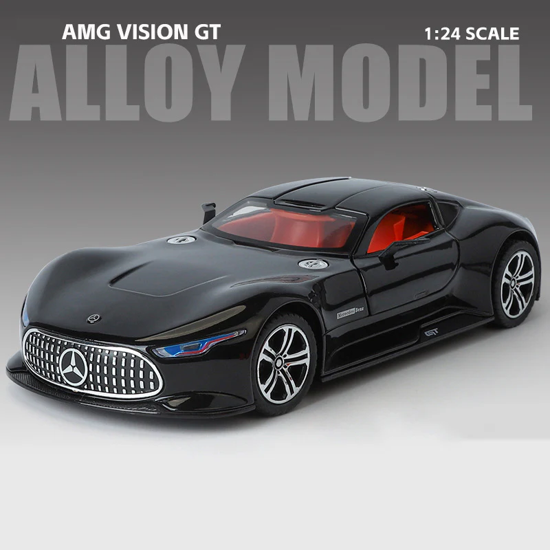 1:24 VISION GT Cars Model Toy Diecast Alloy Sports Car Doors Opened Sound Light Pull Back Rubber Tire - Image 3