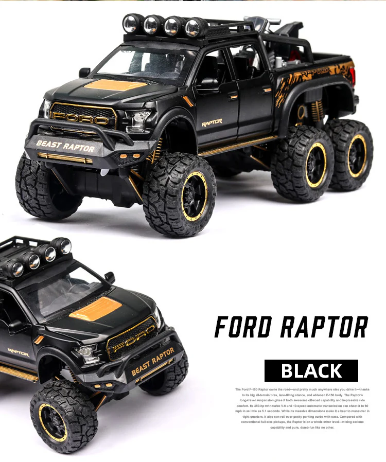 1:24 Alloy Off-road Pickup Truck Collision Model Sound and Light Impact Toy Car - Image 4