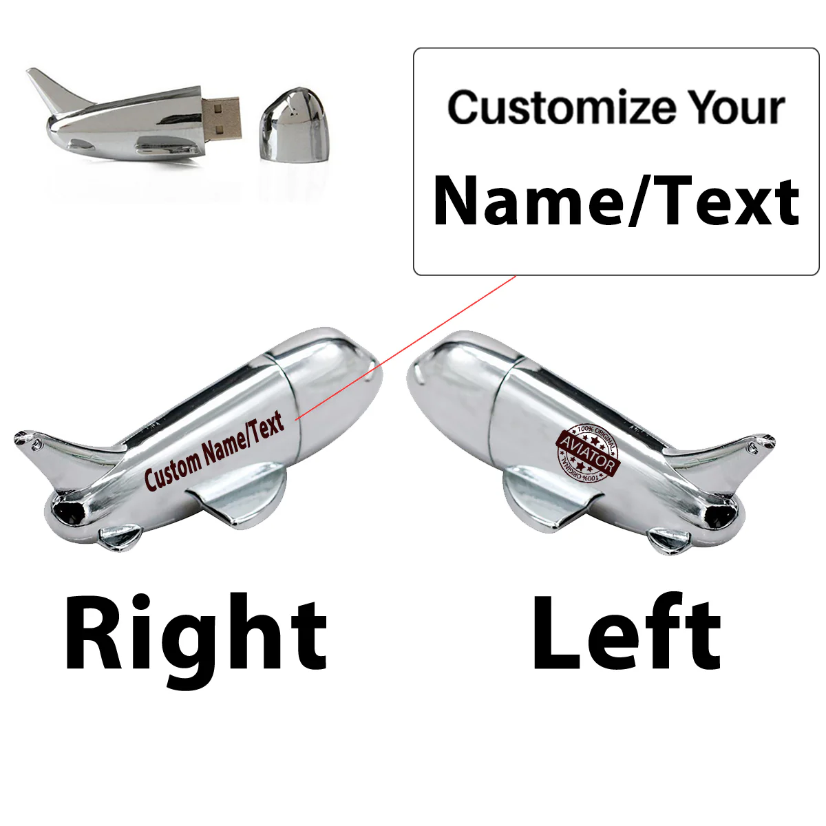100 Original Aviator Designed Airplane Shape USB Drives