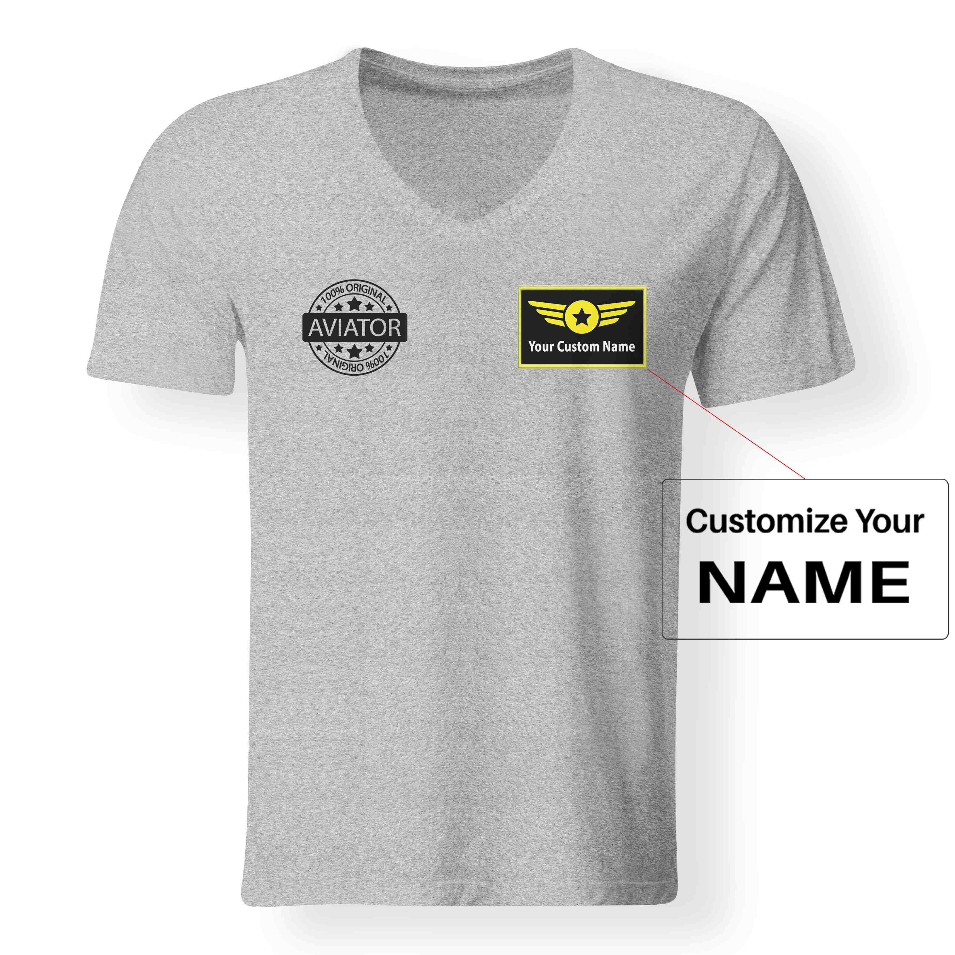 100 Original Aviator Designed V-Neck T-Shirts - Image 13