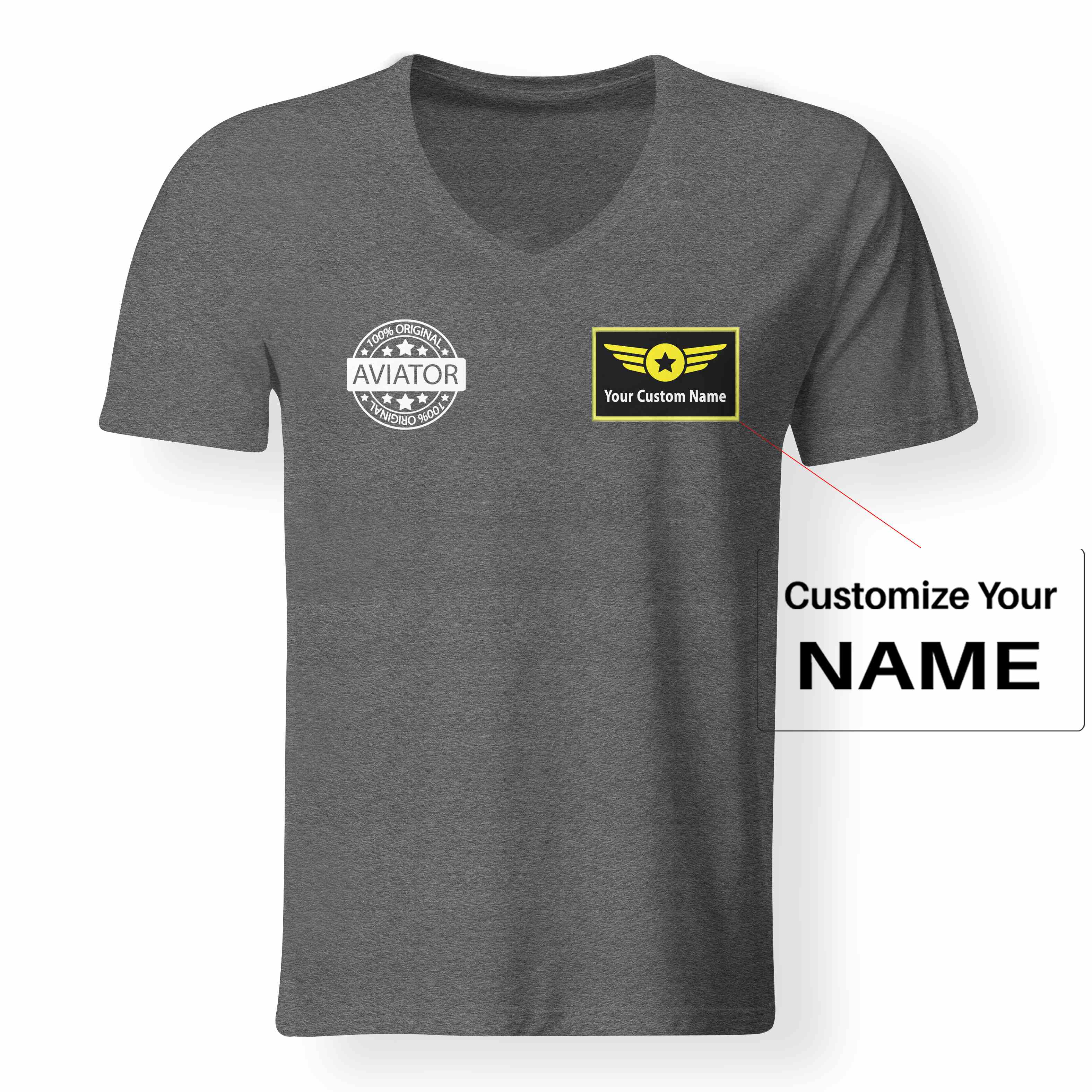 100 Original Aviator Designed V-Neck T-Shirts - Image 5