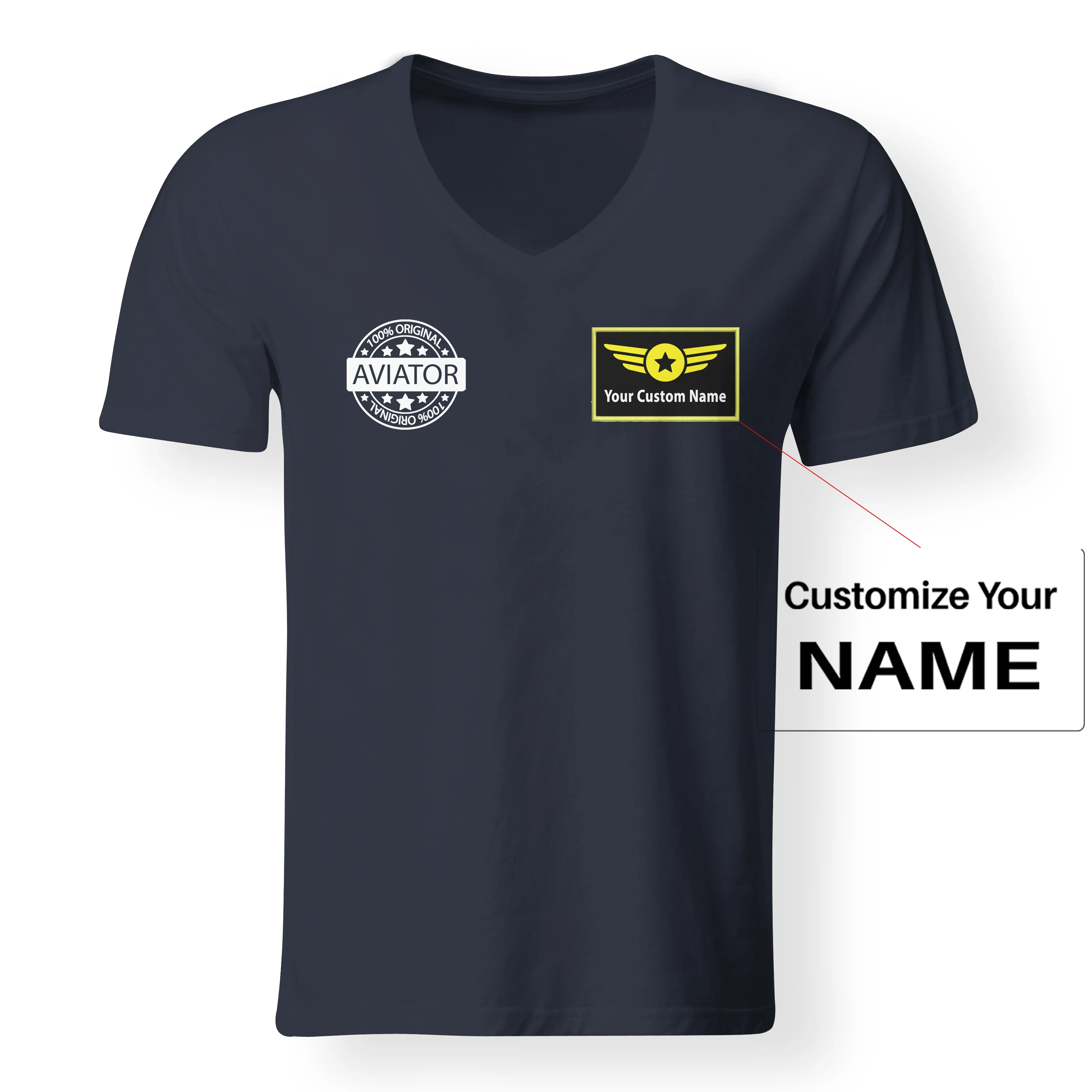 100 Original Aviator Designed V-Neck T-Shirts - Image 9