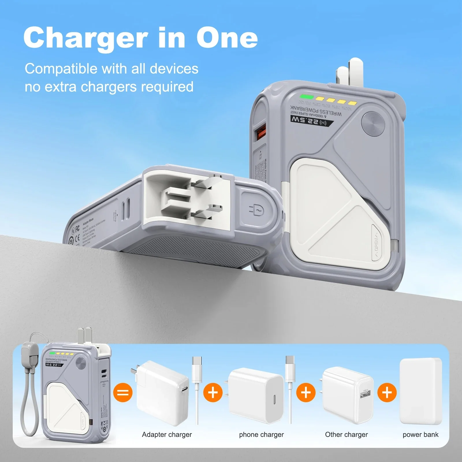 10000mAh 22.5W PD Magnetic Wireless Power Bank: USB-C Detachable Cable, Phone Holder - Image 9