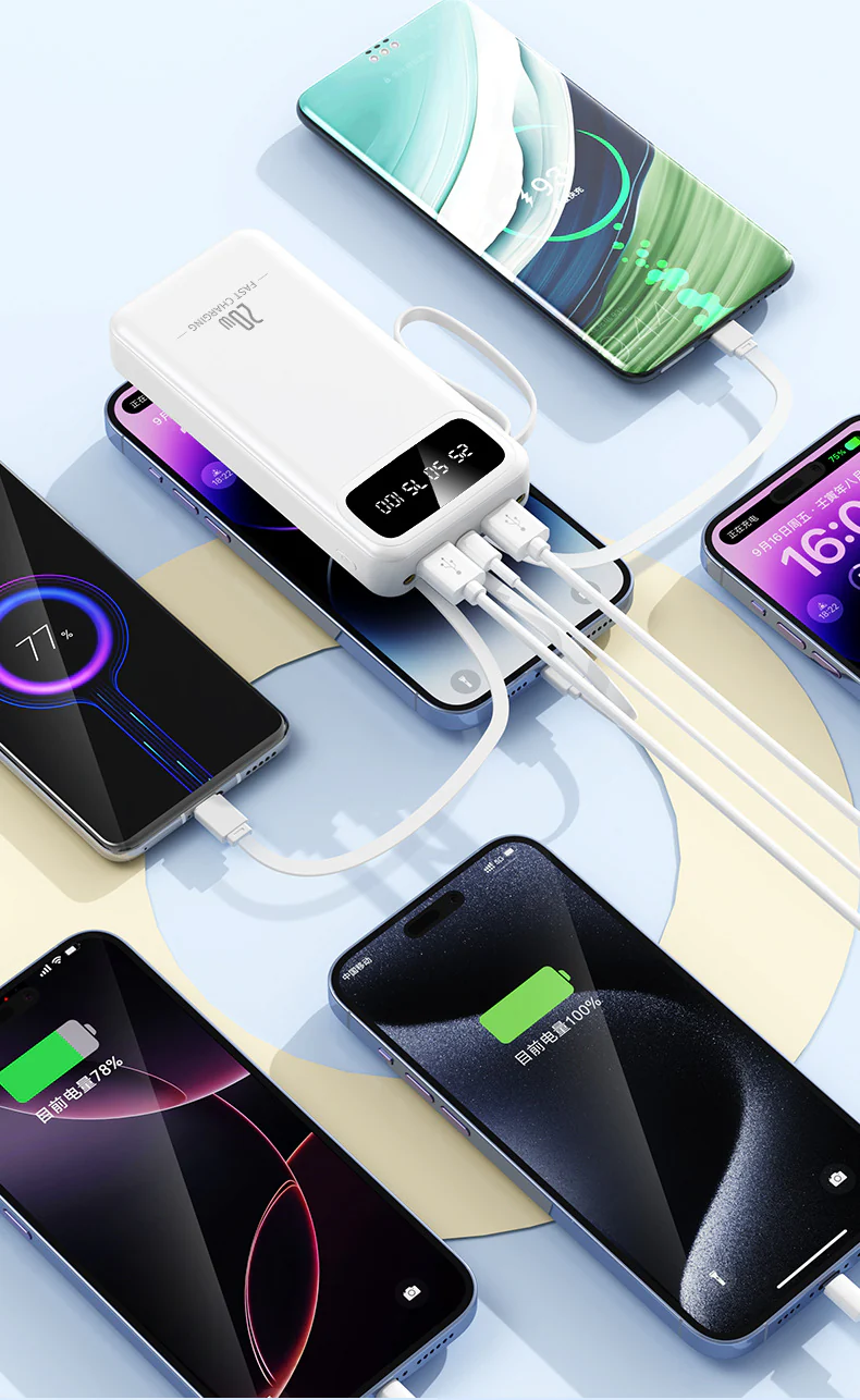 10000mAh 4-in-1 Built-in Cable Power Bank: Fast Charging - Image 11