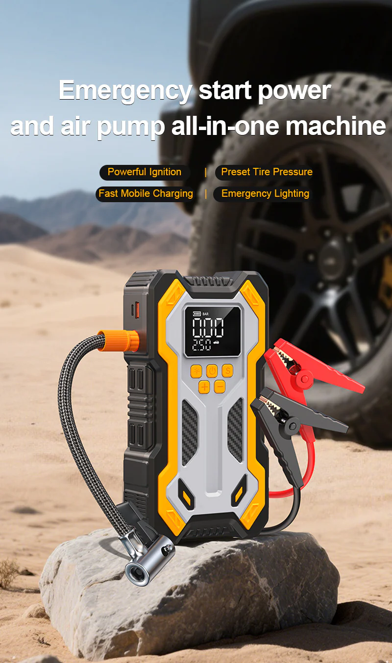 10000mAh 6000A Car Jump Starter: Air Compressor, LCD Screen - Image 5