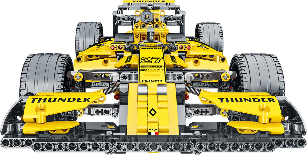 1084Pcs F1 Formula One Racing Car Yellow For RC Building Blocks Car Model - Image 3