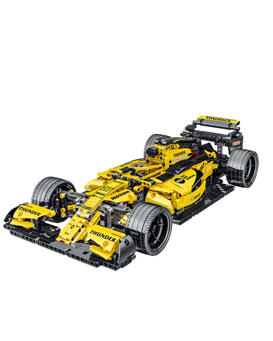 1084Pcs F1 Formula One Racing Car Yellow For RC Building Blocks Car Model - Image 4