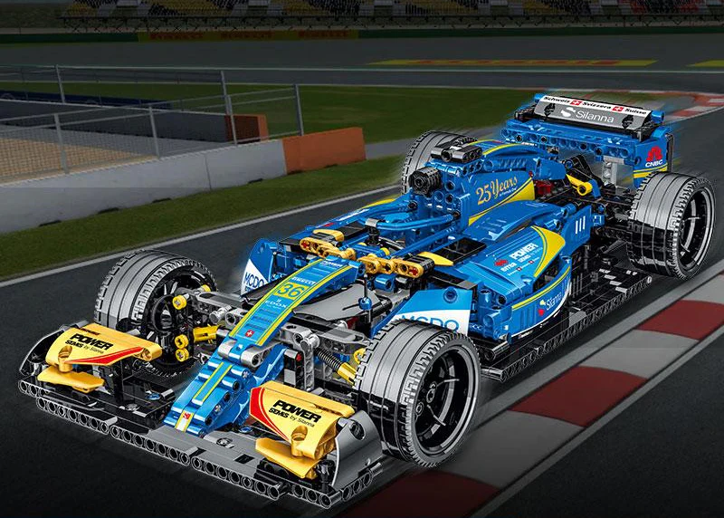 1100Pcs Blue Formula Racing For RC Building Blocks Car Model - Image 5