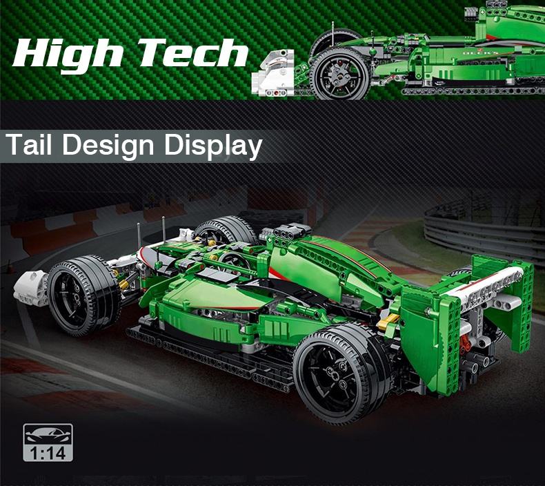 1099Pcs Green Formula Racing For RC Building Blocks Car Model - Image 5