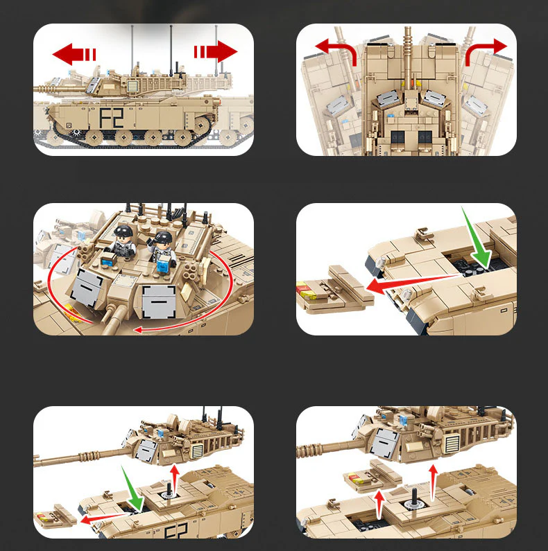 1096PCS M1 Abrams Main battle tank Set Building Block Model - Image 4