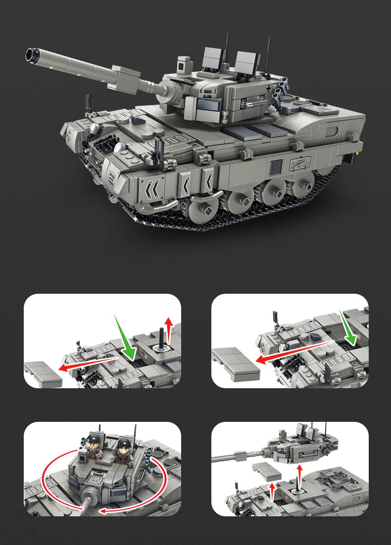 1122PCS Germany Leopard 2 Main battle RC tank Set Building Block Model - Image 7