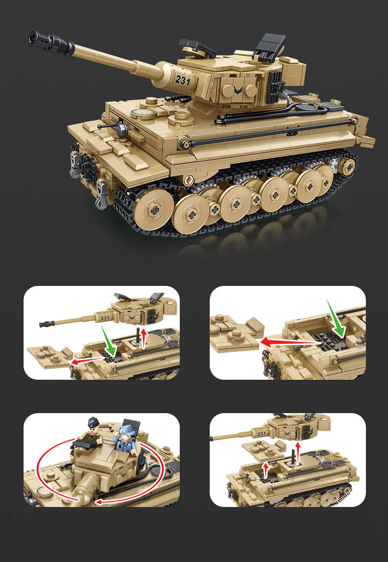 993PCS Germany Tiger I  Heavy tank Set Building Block Model - Image 5