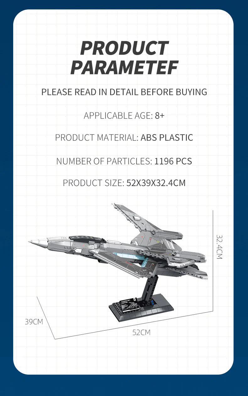 1196pcs Xuan Nv Stealth Fighter Future Military Technical Building Blocks - Image 2