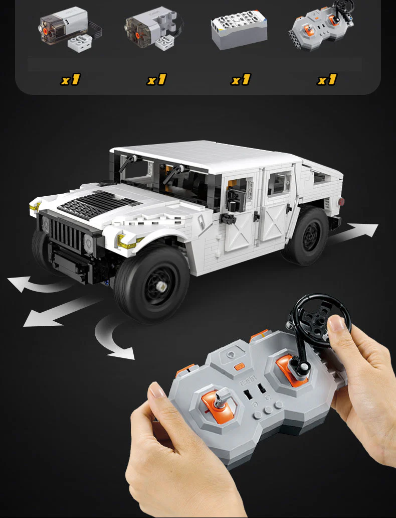 1386Pcs Hummer off-road vehicle For RC Building Blocks Car Model - Image 6