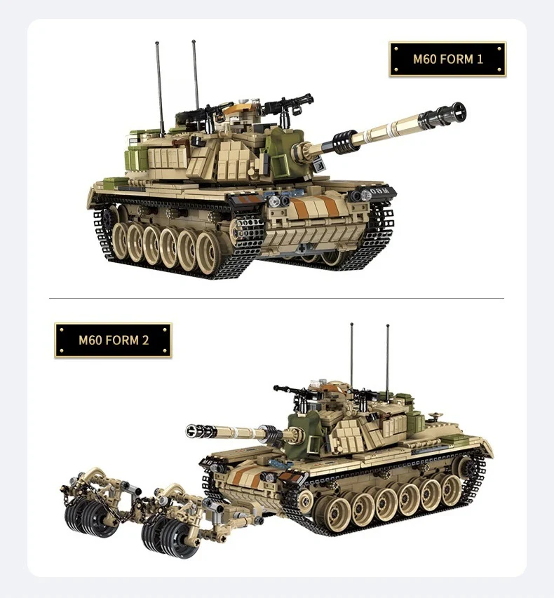1753PCS M60 Magach main battle tank Building Blocks orname Military Series - Image 4