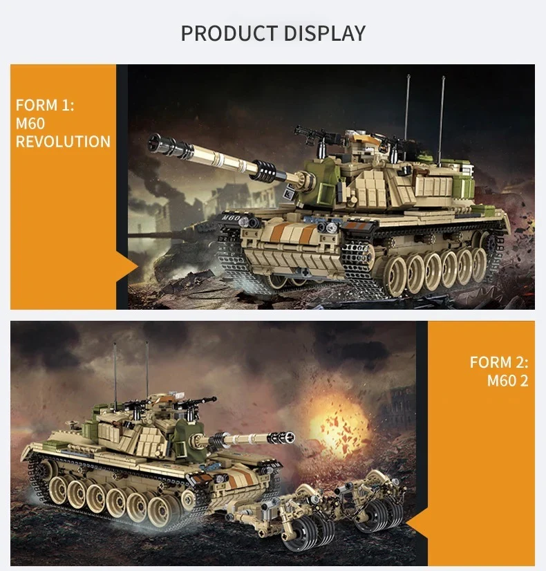 1753PCS M60 Magach main battle tank Building Blocks orname Military Series - Image 8
