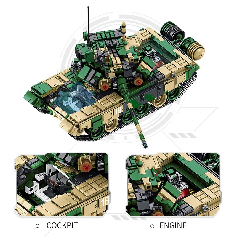 1773PCS Russia-T90 Main Battle Tank Set Building Block Model - Image 4