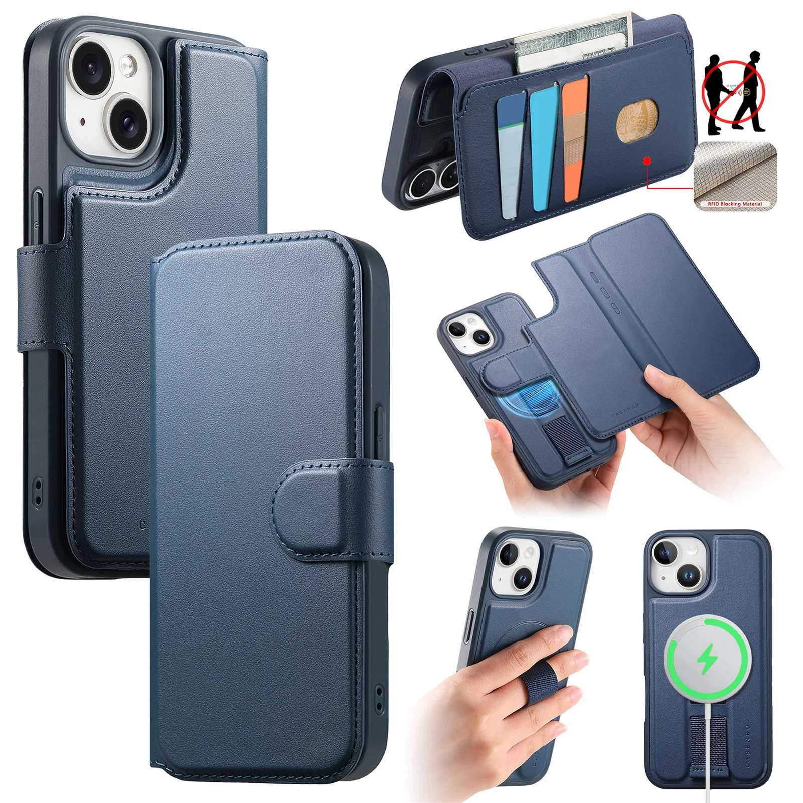 2 in 1 Detachable Magnetic Leather Wallet Case for iPhone with MagSafe - Image 14