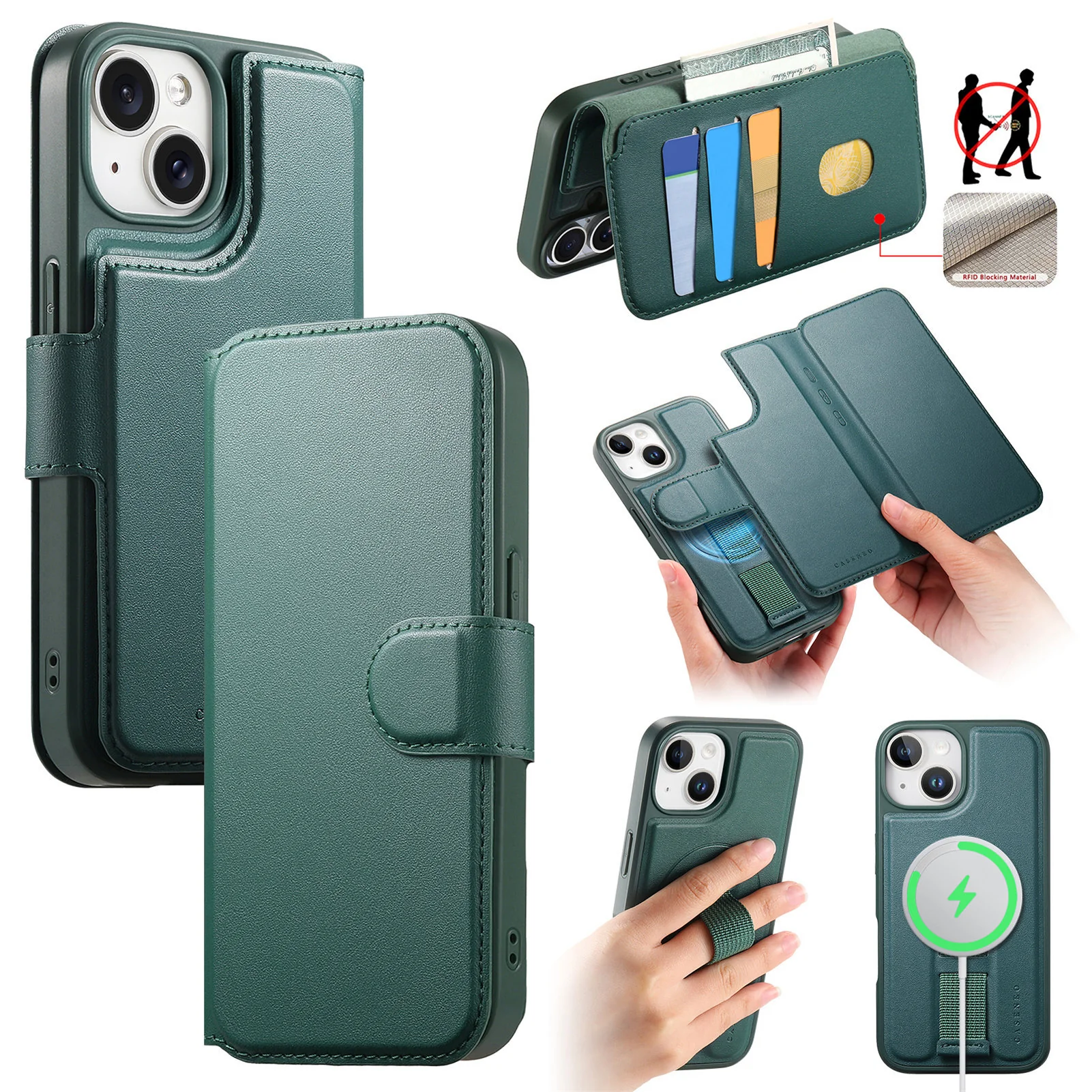 2 in 1 Detachable Magnetic Leather Wallet Case for iPhone with MagSafe - Image 15