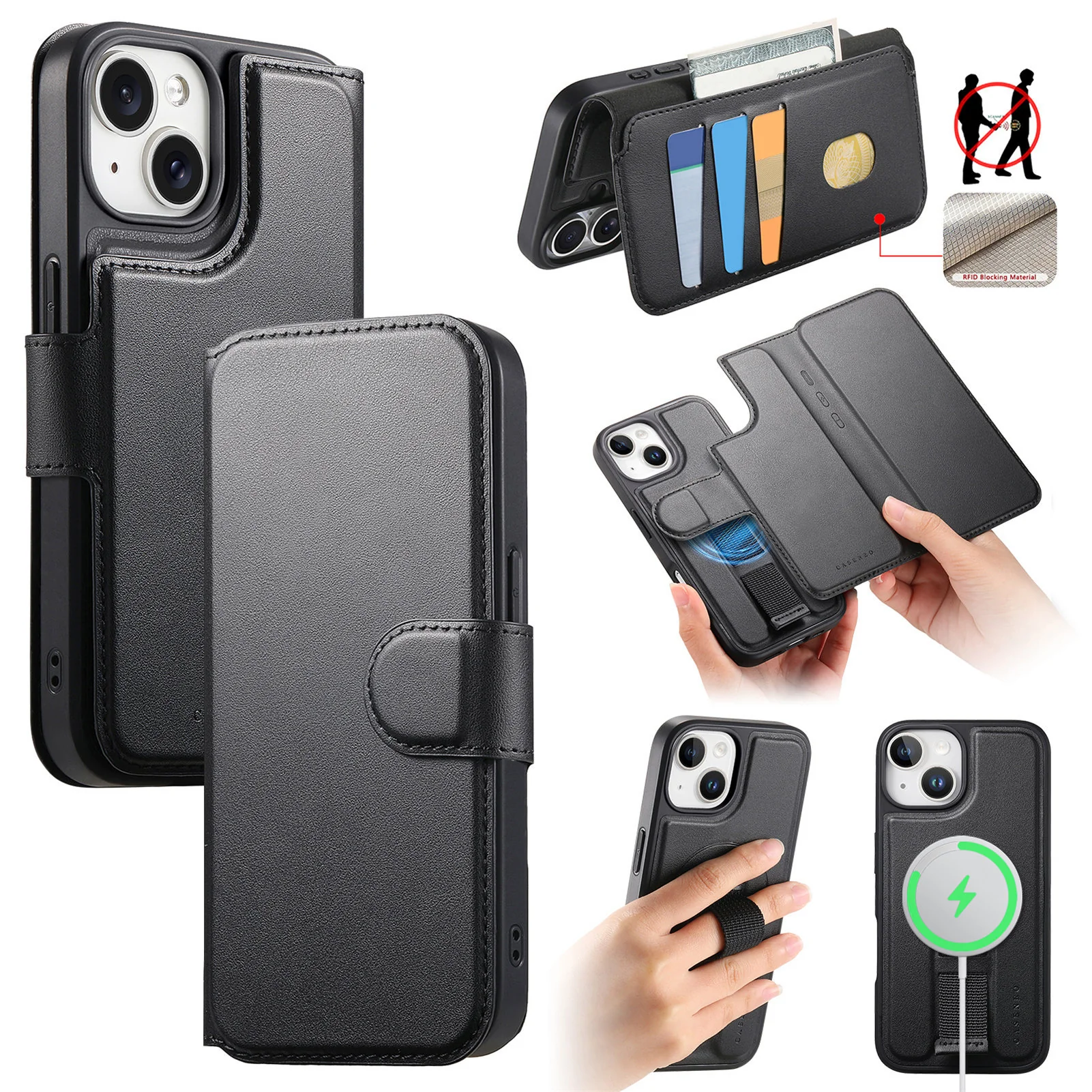 2 in 1 Detachable Magnetic Leather Wallet Case for iPhone with MagSafe - Image 16