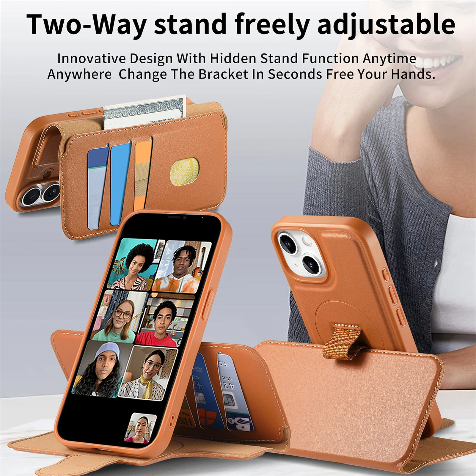 2 in 1 Detachable Magnetic Leather Wallet Case for iPhone with MagSafe - Image 31