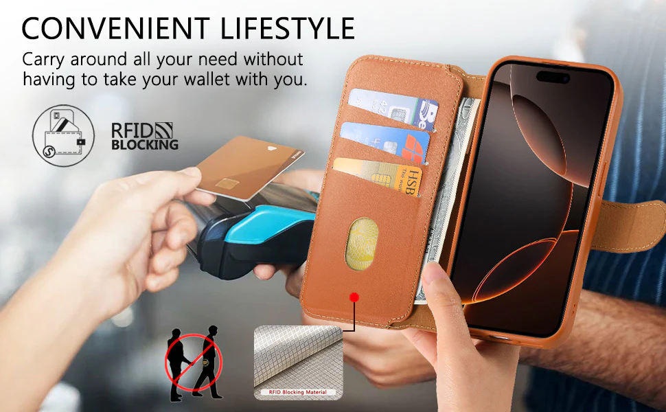 2 in 1 Detachable Magnetic Leather Wallet Case for iPhone with MagSafe - Image 34