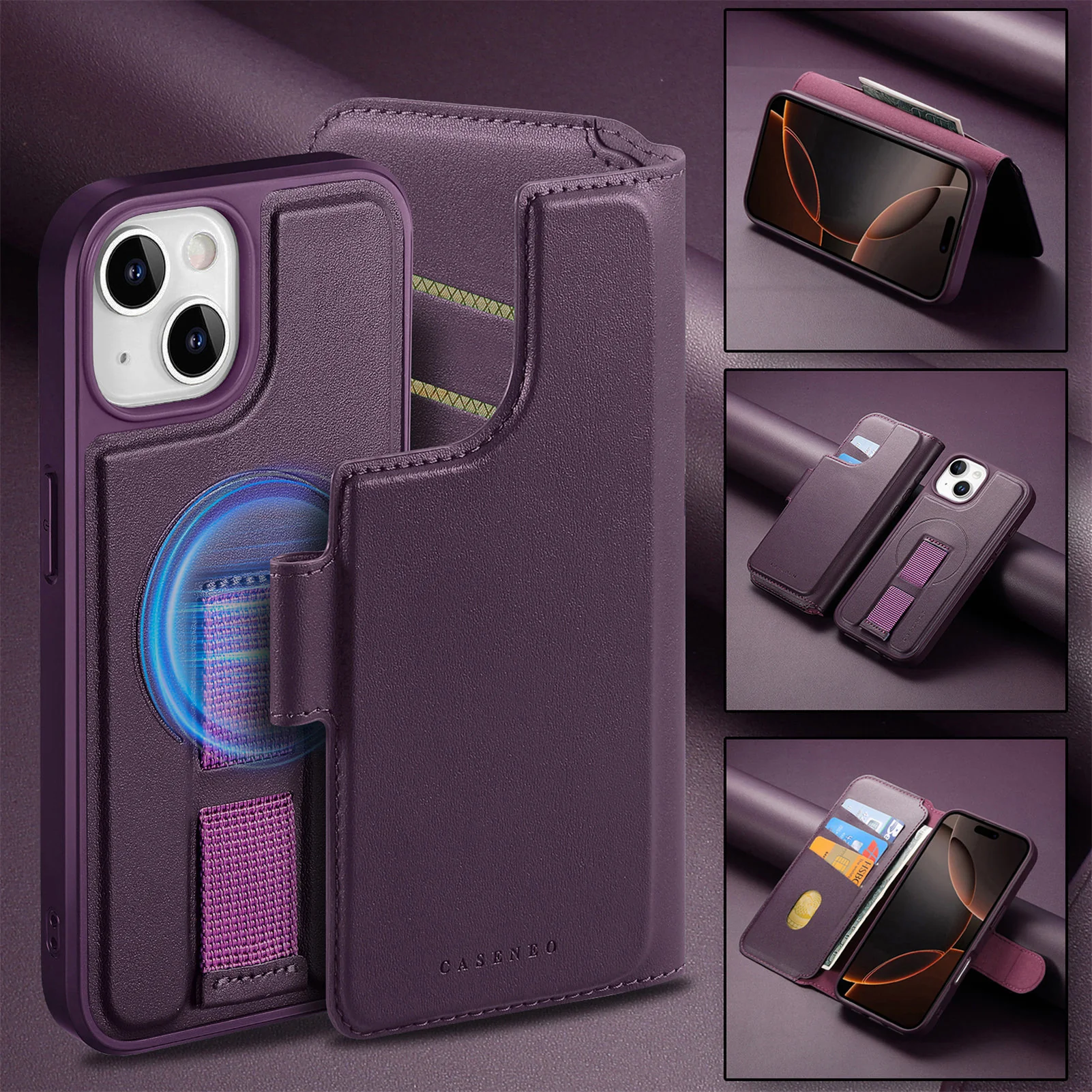 2 in 1 Detachable Magnetic Leather Wallet Case for iPhone with MagSafe - Image 5