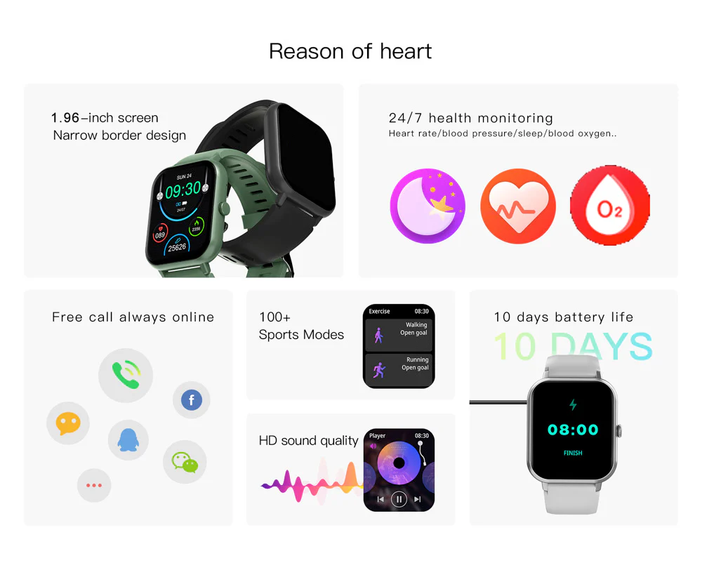 24H Health + 100+ Sports: ZL54C+ Smart Watch (Bluetooth Calling, Waterproof) for Men & Women - Image 2