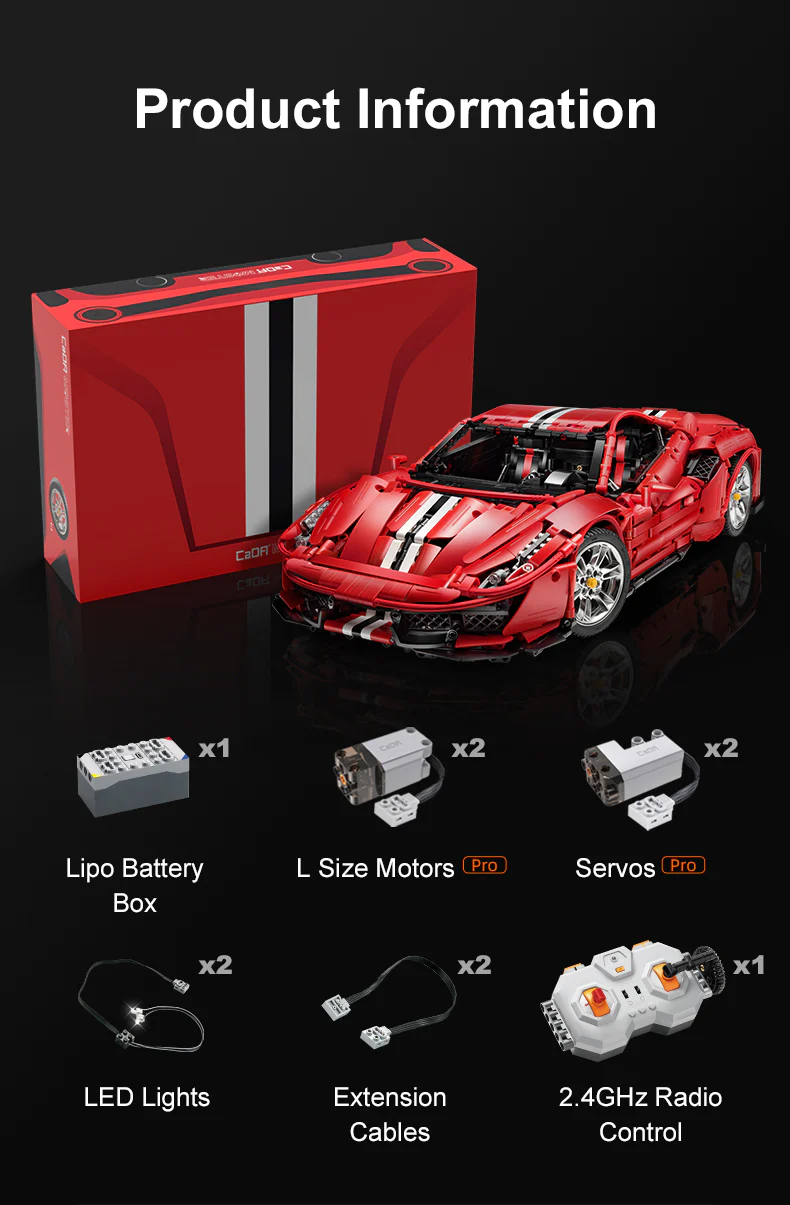 3187Pcs1:8 scale sports car For RC Building Blocks Car Model - Image 9