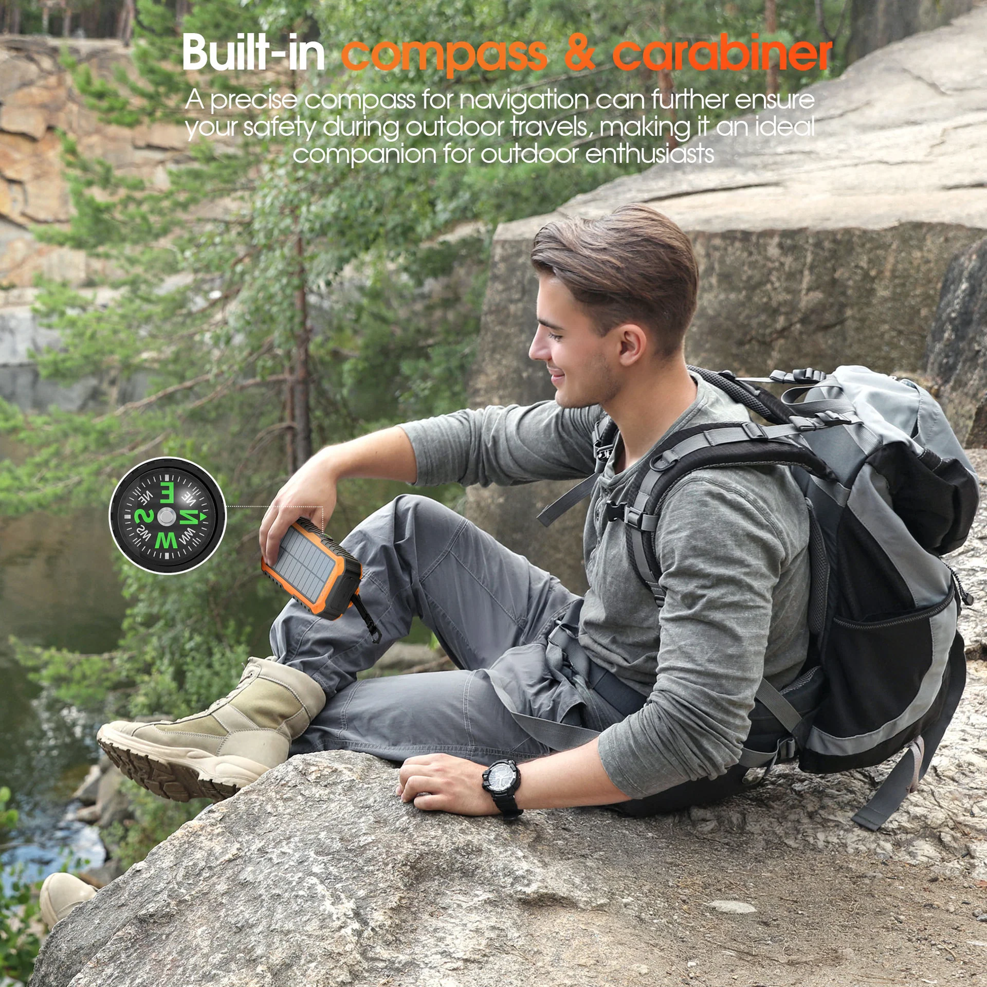 20000mAh Solar Power Bank: 4 Built-in Cables, Hand Crank, 6 Outputs/4 Inputs - Image 26