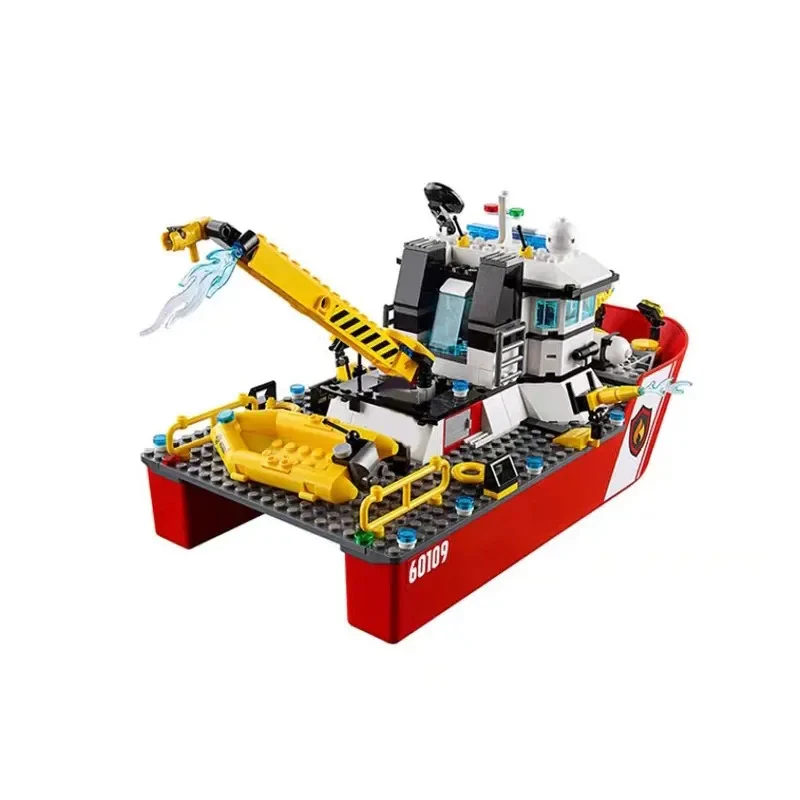 412PCS City Series Sea Cruise Boat Explore Fireboat Building Blocks Ship Model - Image 4