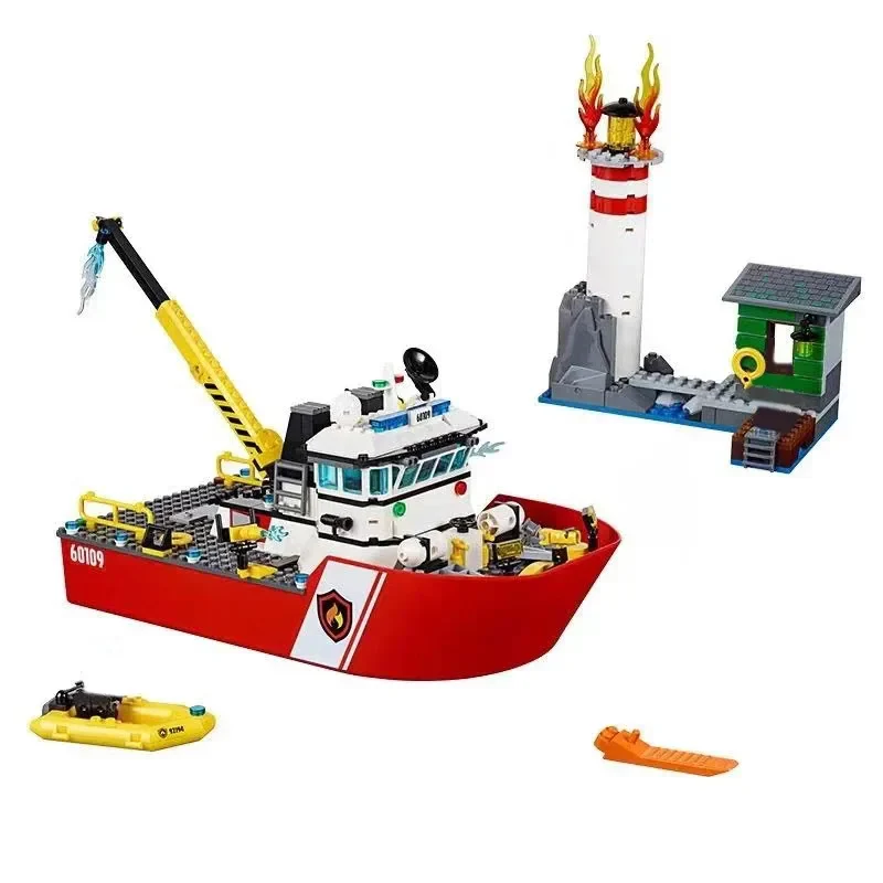 412PCS City Series Sea Cruise Boat Explore Fireboat Building Blocks Ship Model - Image 6